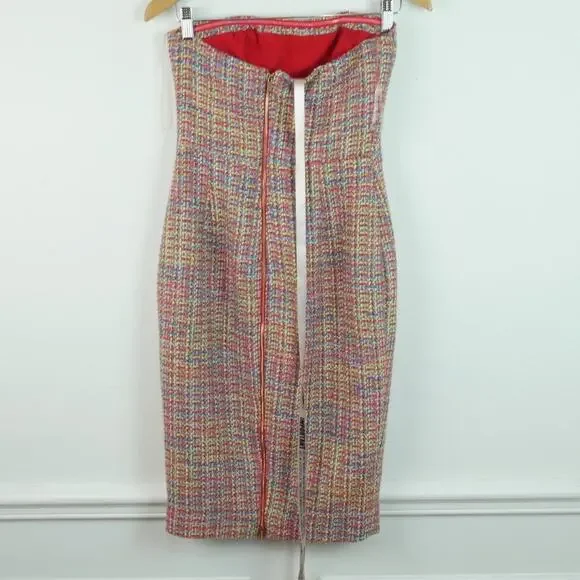 House of CB Gabrielle Tweed Multicolor Midi Dress Bodycon Small Strapless NWT - Picture 4 of 9